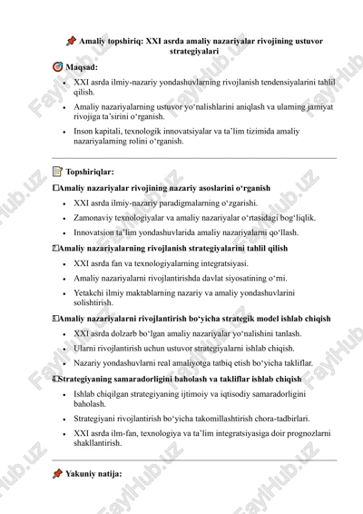 xxi asrda amaliy nazariyalar rivojining ustuvor strategiyalari — PDF