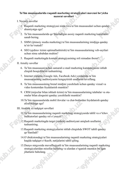 raqamli marketing strategiyalari — PDF