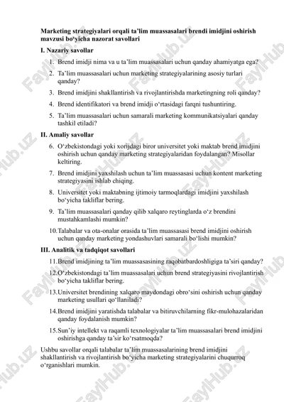 brend imidjini oshirish marketing strategiyalari — PDF
