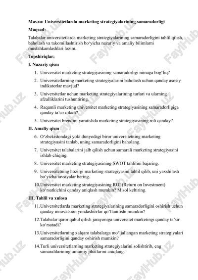 universitetlarda marketing strategiyalarining samaradorligi — PDF