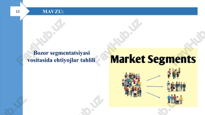 bozor segmentatsiyasi vositasida ehtiyojlar tahlili — PPT