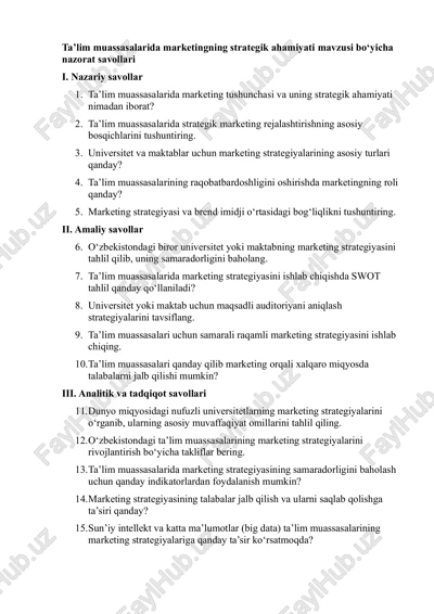 ta’lim muassasalarida marketingning strategik ahamiyati — PDF