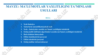 ma’lumotlar yaxlitligini ta’minlash usullari — DOCX