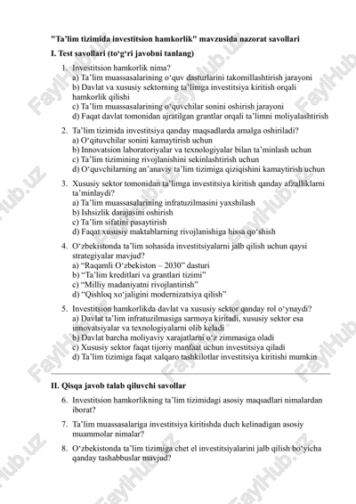 ta’lim tizimida investitsion hamkorlik — PDF