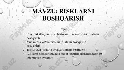 risklarni boshqarish — PPTX