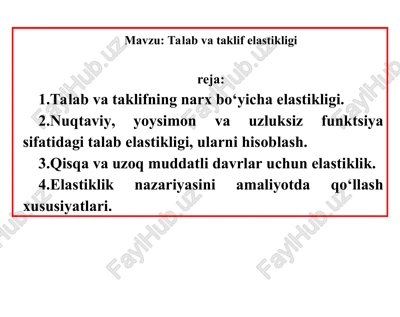 talab va taklif elastikligi — PPT