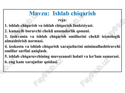 ishlabchiqarish — PPT
