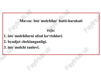 iste`molchilar hatti-harakati — PPT