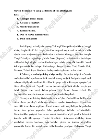 polineziya va yangi zellandiya aholisi etnologiyasi — DOCX