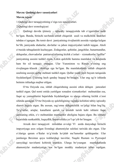 qadimgi davr xususiyatlari — DOCX