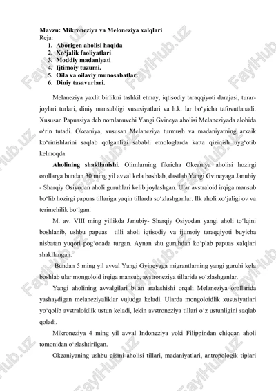 mikroneziya va meloneziya xalqlari — DOCX
