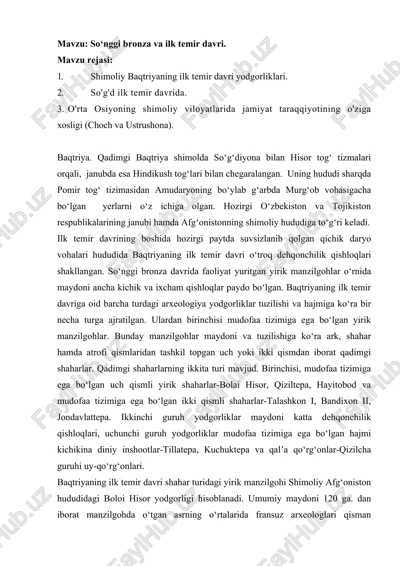 ilk temir davri yodgorliklari — DOCX