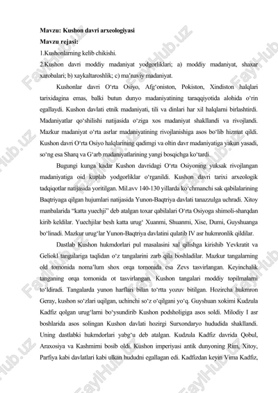 kushon davri arxeologiyasi — DOCX