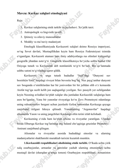 kavkaz xalqlari etnologiyasi — DOCX