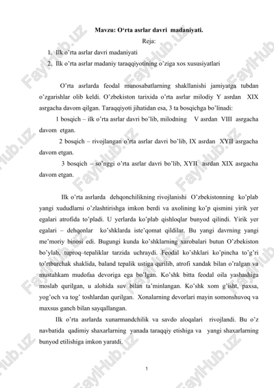 o‘rta asrlar davri madaniyati — DOCX