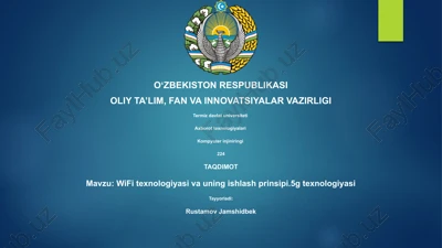 wifi texnologiyasi va uning ishlash prinsipi.5g texnologiyasi — PPTX