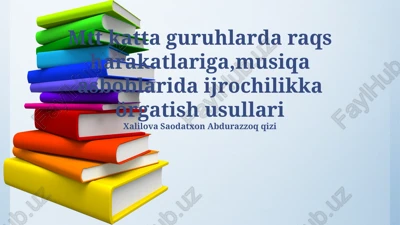 katta guruhlarda raqs harakatlariga,musiqa asboblarida ijrochilikka örgatish usullari — PPTX