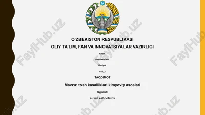 tosh kasalliklari kimyoviy asoslari — PPTX
