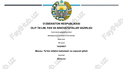 taʼlim sifatini baholash va nazorat qilish — PPTX