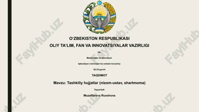 tashkiliy hujjatlar (nizom-ustav, shartmoma) — PPTX