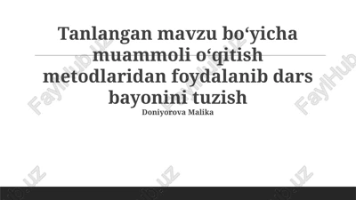 muammoga asoslangan o'qitish usullari — PPTX