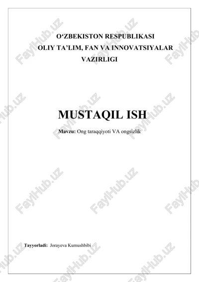 taraqqiyot va ongsizlik — DOCX