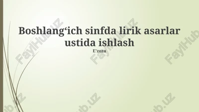 lirik asarlar ustida ishlash — PPTX
