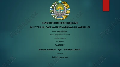 voleybol oyin tehnikasi tasnifi — PPTX