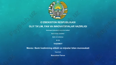 bank moliya xizmatlari — PPTX