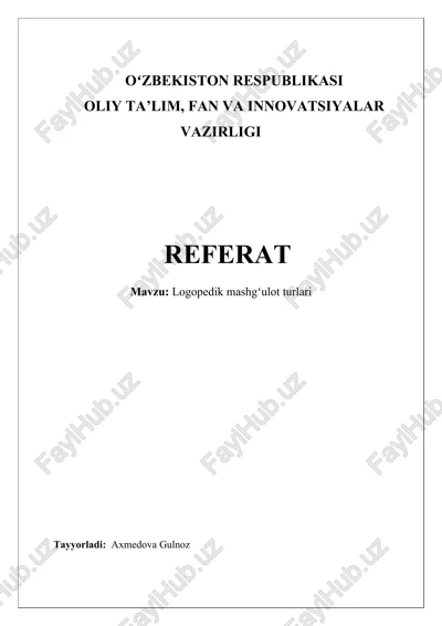 logopedik mashgʻulot turlari — DOCX