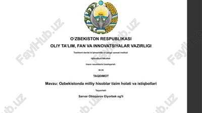 o'zbekistonda milliy hisoblar tizimi — PPTX
