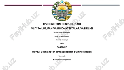 boshlang'ich sinfdagi bolalar o'yinini otkazish — PPTX