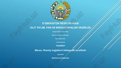 rasmiy hujjatlarni biblografik tavsiflash — PPTX