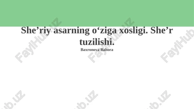she'riy asar o'ziga xosligi — PPTX