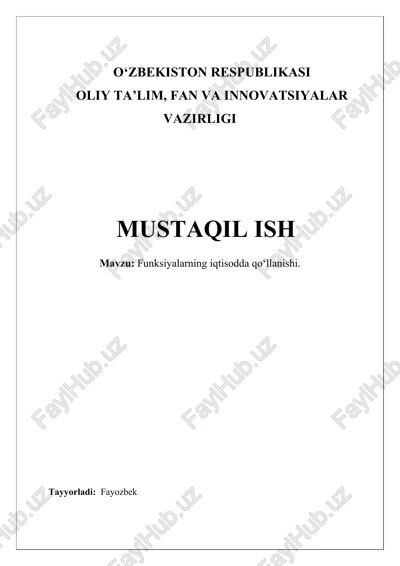 funksiyalarning iqtisodda qoʻllanishi — DOCX