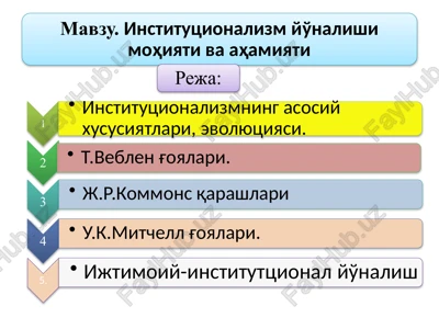 hozirgi zamon iqtisodiy ta'limotlari shakllanishi va rivojlanishining asosiy xususiyatlari — PPTX