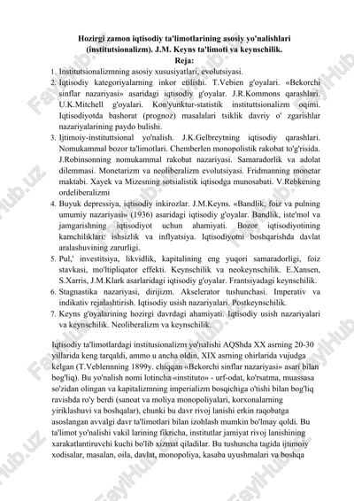 iqtisodiy ta'limotlarining asosiy yo'nalishlari — DOCX