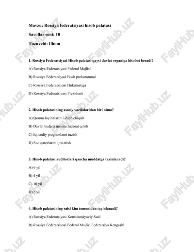 rossiya federatsiyasi hisob palatasi — DOCX