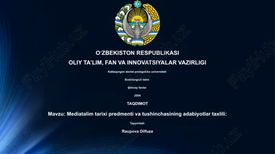 mediatalim tarixi predmenti va tushinchasining adabiyotlar taxlili — PPTX