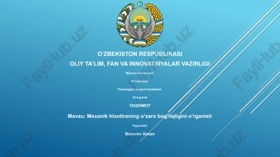 mexanik hlxotiraning oʻzaro bogʻliqligini oʻrganish — PPTX