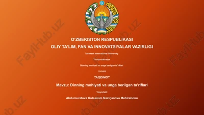 dinning mohiyati va unga berilgan taʼriflari — PPTX