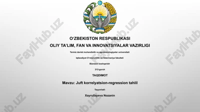 juft korrelyatsion-regression tahlil — PPTX