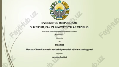 olmani intensiv navlarini parvarish qilish texnologiyasi — PPTX