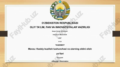 kasbiy buzilish tushunchasi va ularning oldini olish yo‘llari — PPTX