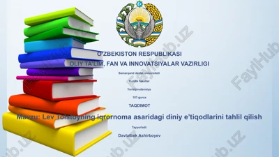 lev tolstoyning iqrornoma asaridagi diniy eʼtiqodlarini tahlil qilish — PPTX