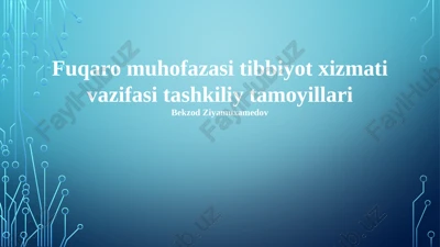 fuqaro muhofazasi tibbiyot xizmati vazifasi tashkiliy tamoyillari — PPTX