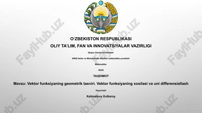 vektor funksiyaning geometrik tasviri — PPTX