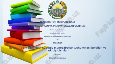 ta'lim tizimidagi huquqiy munosabatlar — PPTX