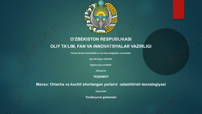 ortacha va kuchli shorlangan yerlarni ozlashtirish texnalogiyasi — PPTX