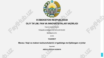 vaqt va makon tushunchalarini oʻrgatishga moʻljallangan oʻyinlar — PPTX